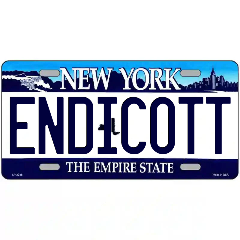 Endicott New York Blue Metal Sign