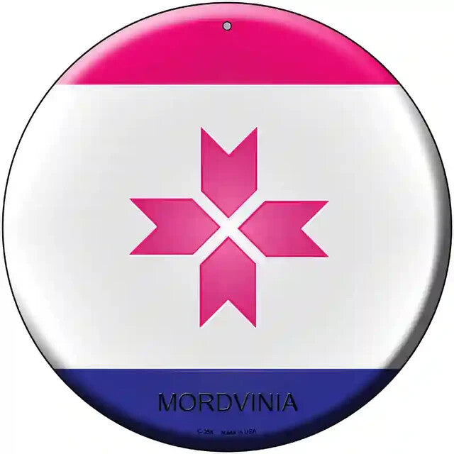 Mordvinia Flag 12" Circle Metal Sign