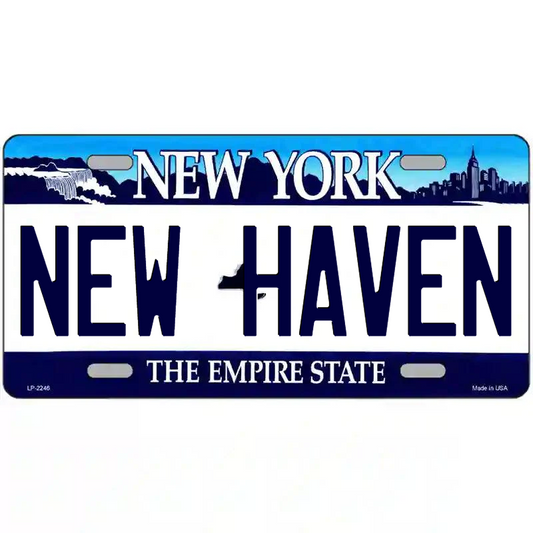 New Haven New York Blue Metal Sign