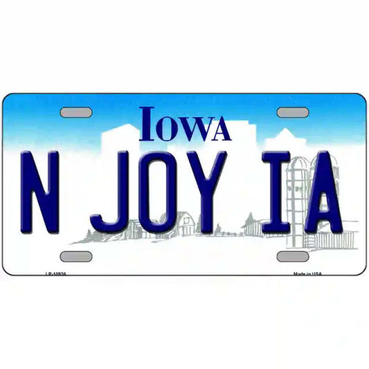N Joy IA Iowa Metal Sign