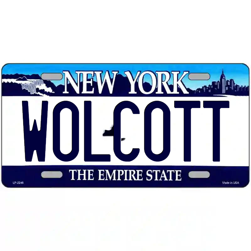 Wolcott New York Blue Metal Sign