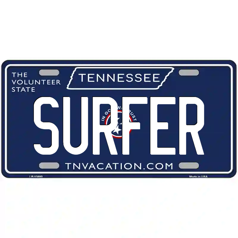 Surfer Tennessee Blue Metal Sign
