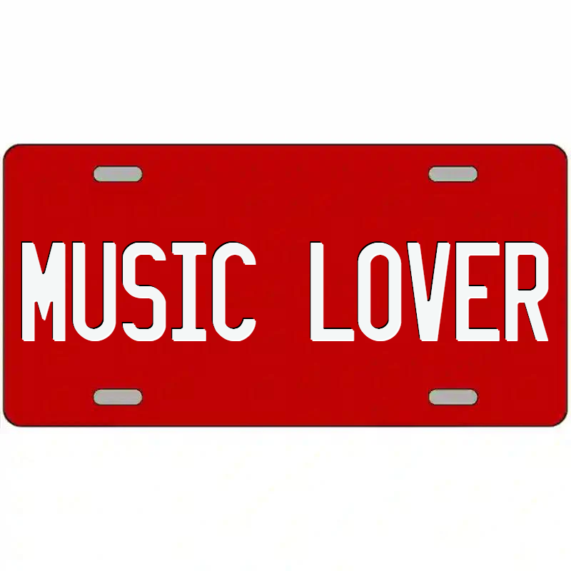 Music Lover White and Red Metal Sign