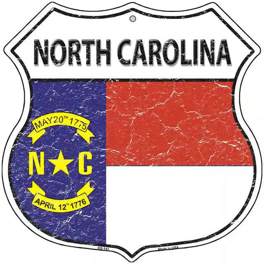 North Carolina Flag Highway Shield Metal Sign