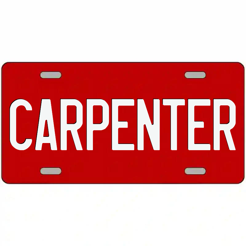 Carpenter White on Red Metal Sign