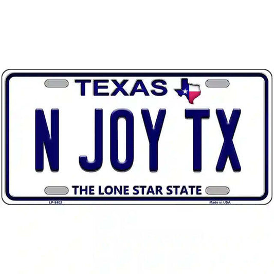 N Joy TX Texas Metal Sign
