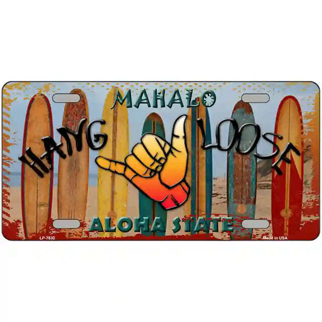 Hang Loose Hawaii Surfboards Metal Sign