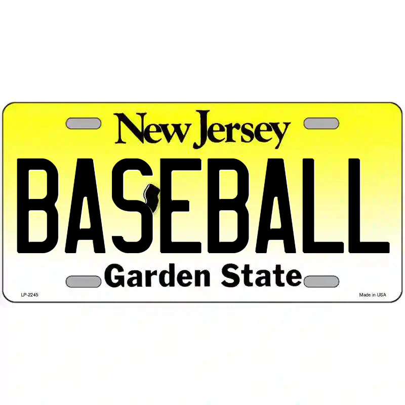 Baseball New Jersey Metal Sign
