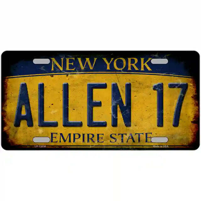 Allen 17 Rusty Look New York Yellow Metal Sign