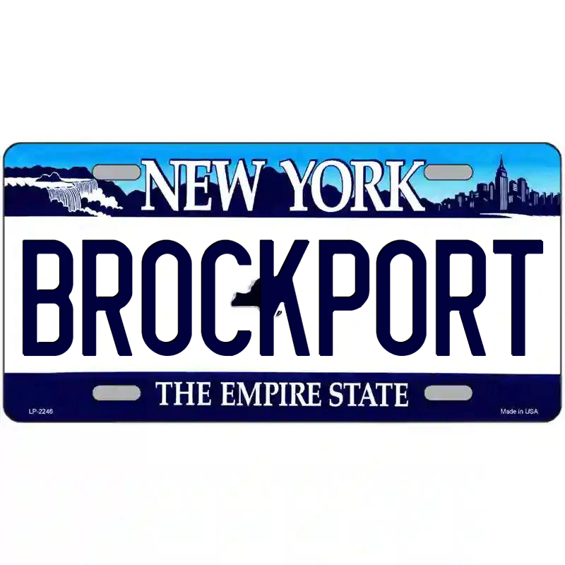 Brockport New York Blue Metal Sign