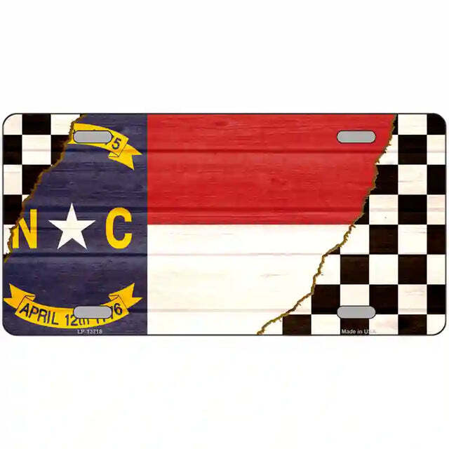 North Carolina Racing Flag Metal Sign