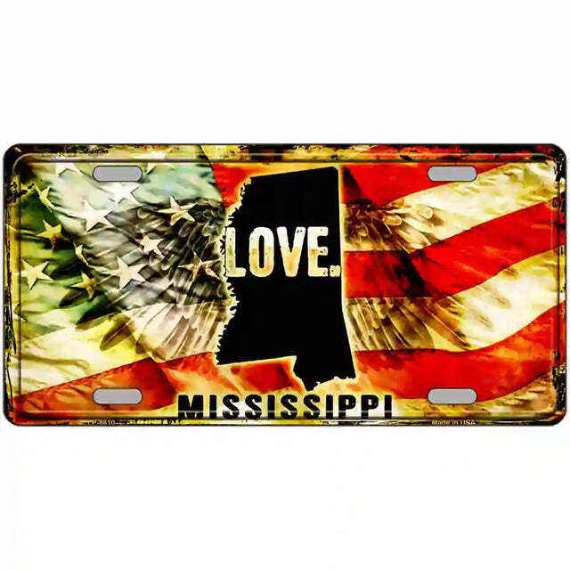 Mississippi Love American Flag Metal Sign