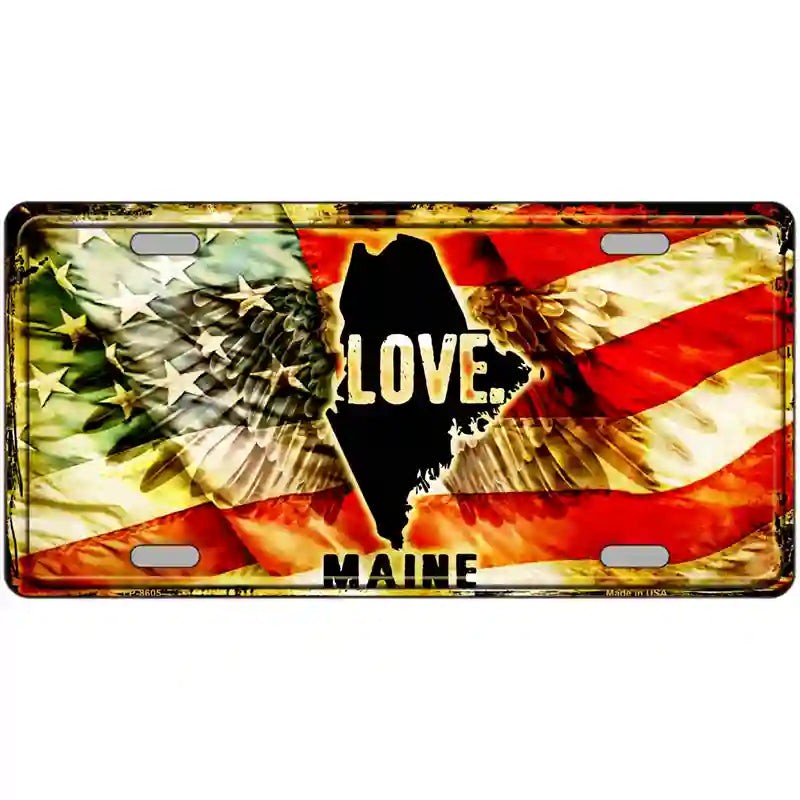 Maine Love Metal Novelty sign