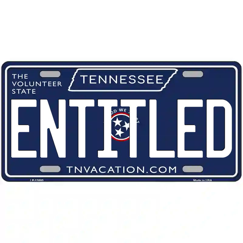 Entitled Tennessee Blue Metal Sign