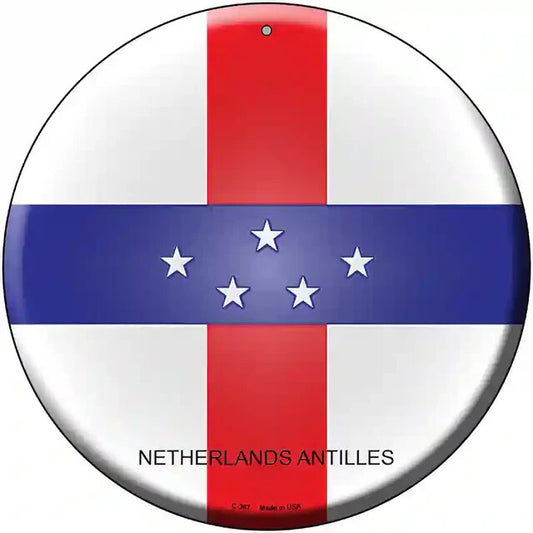 Netherlands Artilles Flag 12" Circle Metal Sign