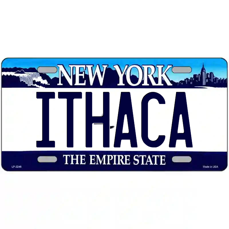 Ithaca New York Blue Metal Sign