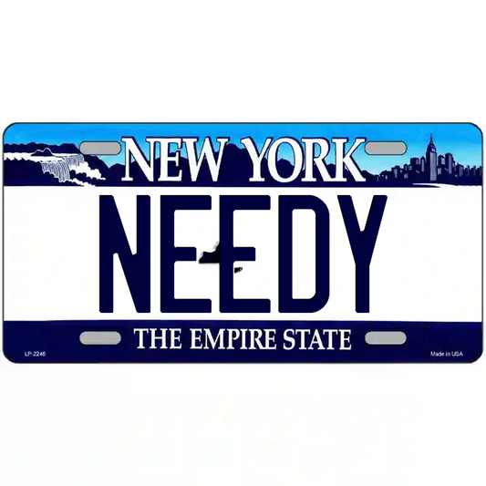 Needy New York Blue Metal Sign