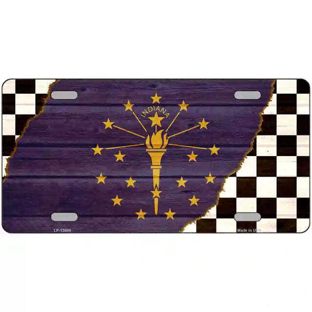 Indiana Racing Flag Metal Sign
