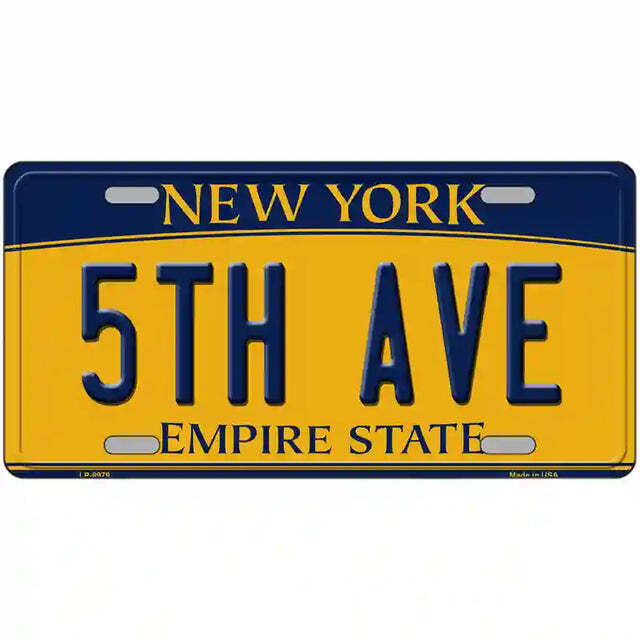 5th Ave New York Yellow Metal Sign