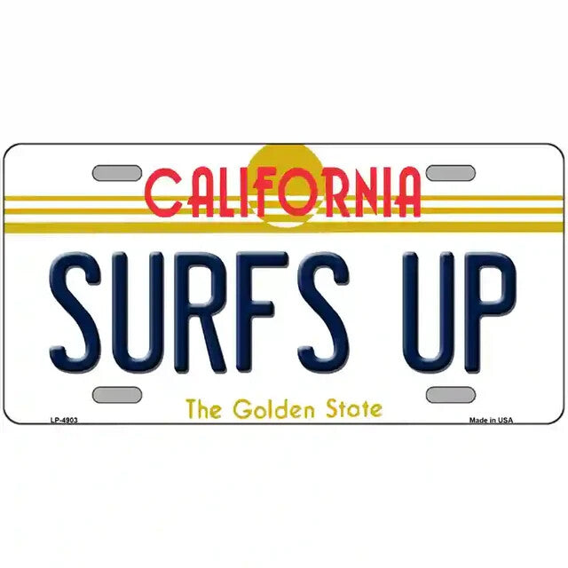 Surfs Up California Metal Sign
