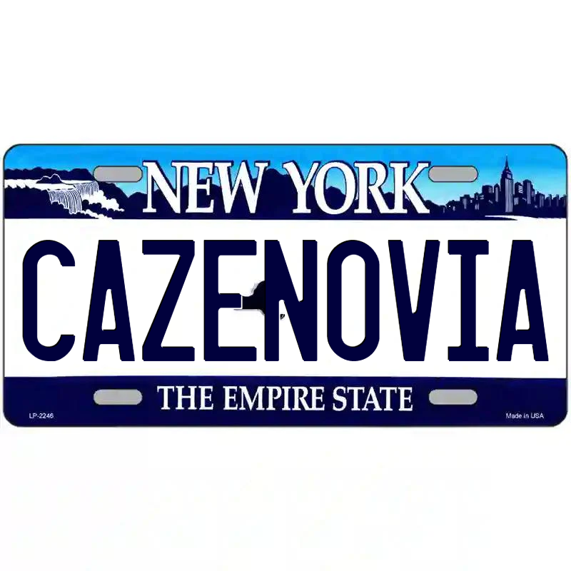 Cazenovia New York Blue Metal Sign