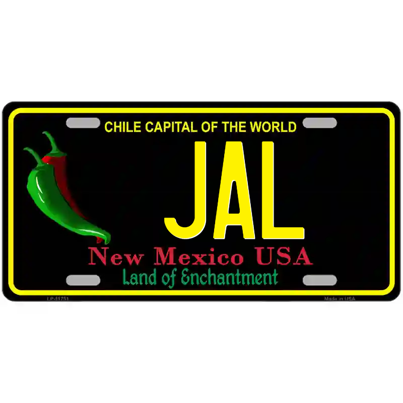 Jal New Mexico Black Metal Sign