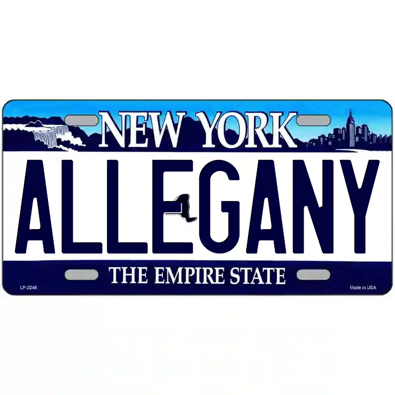 Allegany New York Blue Metal Sign