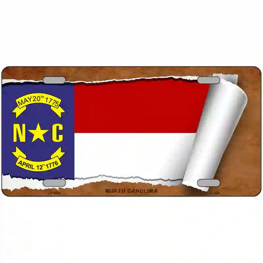 North Carolina Scroll Flag Metal Sign