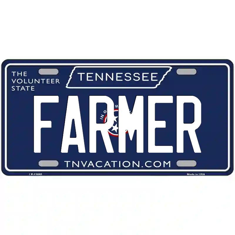 Farmer Tennessee Blue Metal Sign