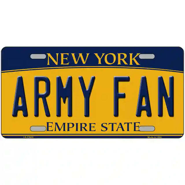 Army Fan New York Yellow Metal Sign