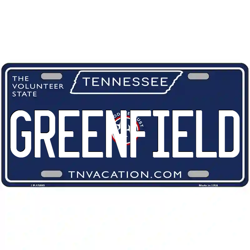 Greenfield Tennessee Blue Metal Sign