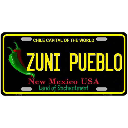 Zuni Pueblo New Mexico Black Metal Sign