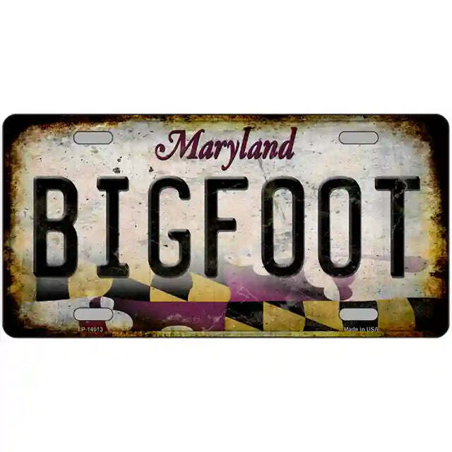 Maryland Rusty Look Bigfoot Metal Sign