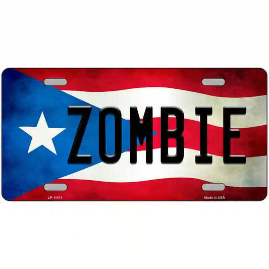 Zombie Puerto Rico Flag Metal Sign
