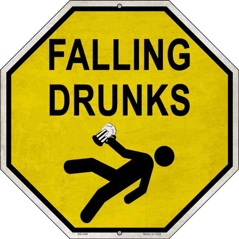 Falling Drunks 12" Octagon Metal Sign