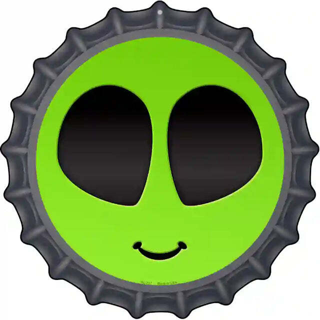 Alien Smile Face Bottle Cap Metal Sign