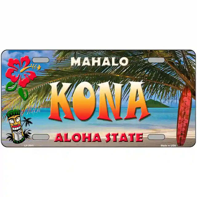 Kona Hawaii Tiki Metal Sign