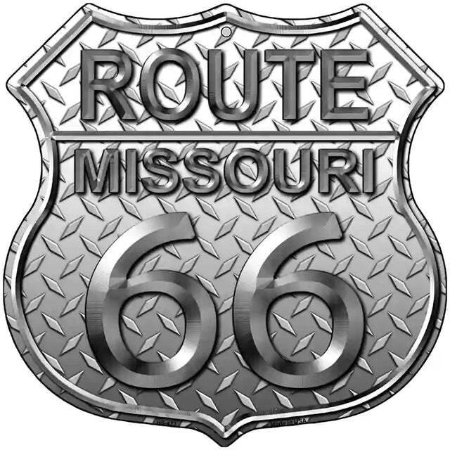 Missouri Route 66 Diamond Look Highway Shield Metal Sign