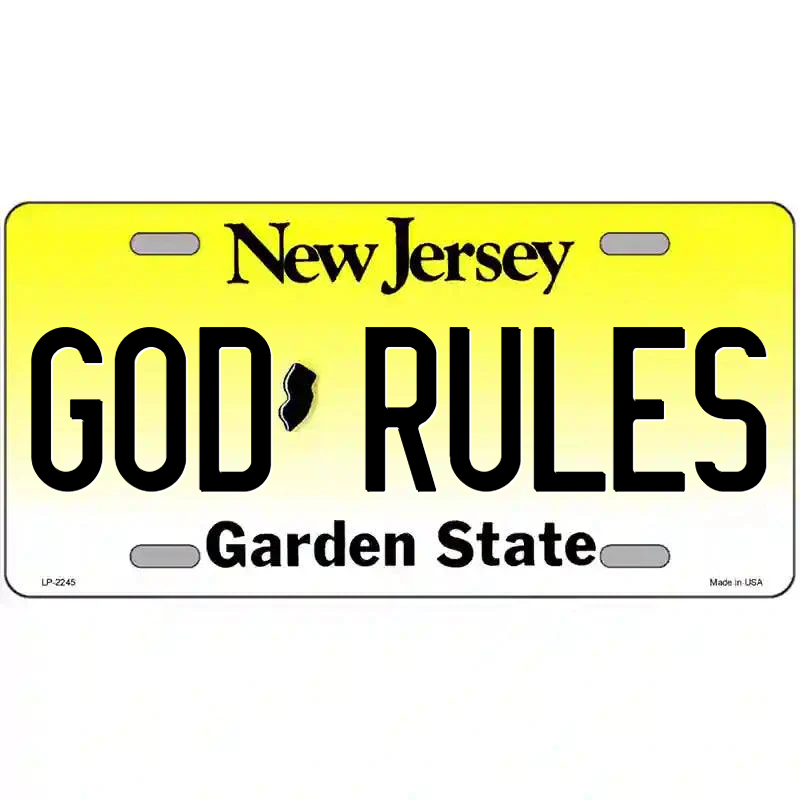 God Rules New Jersey Metal Sign