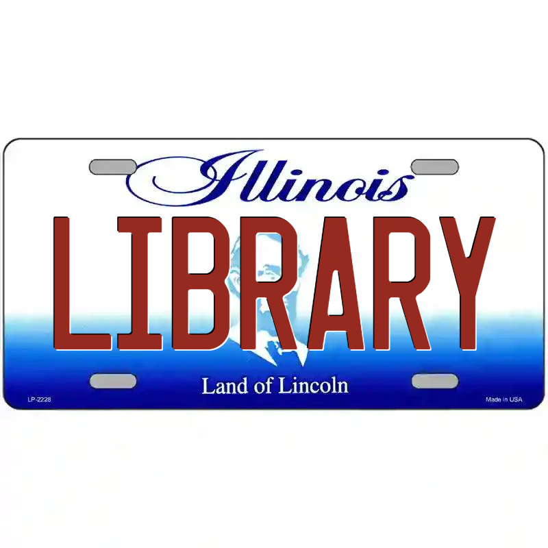Library Illinois Metal Sign