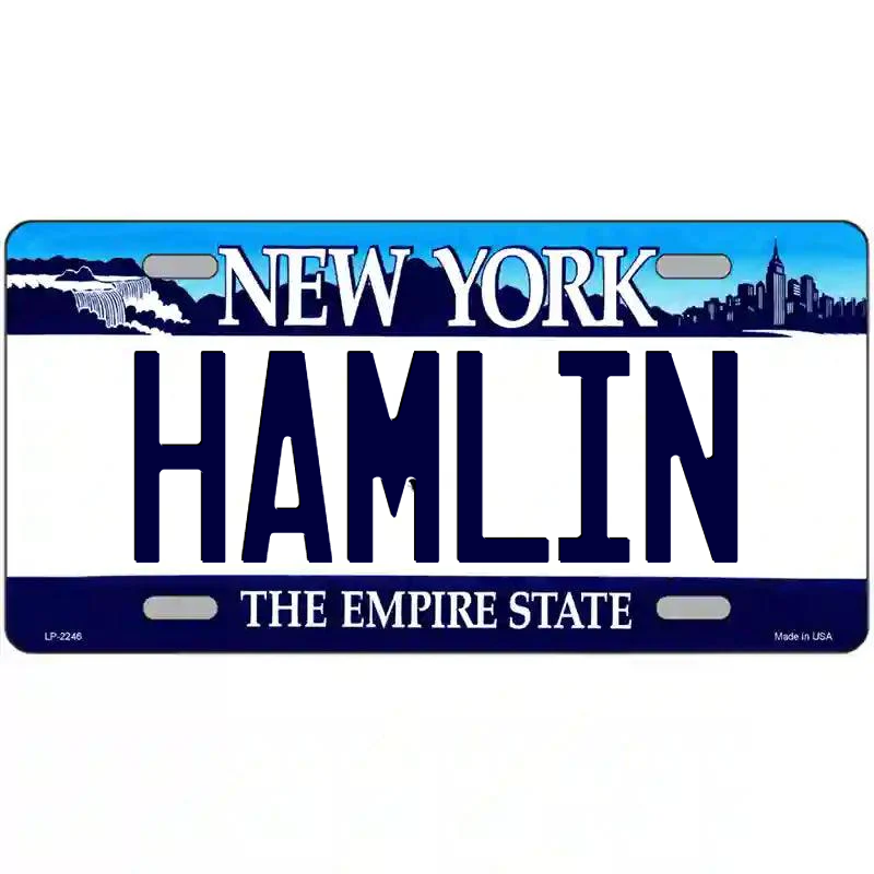Hamlin New York Blue Metal Sign