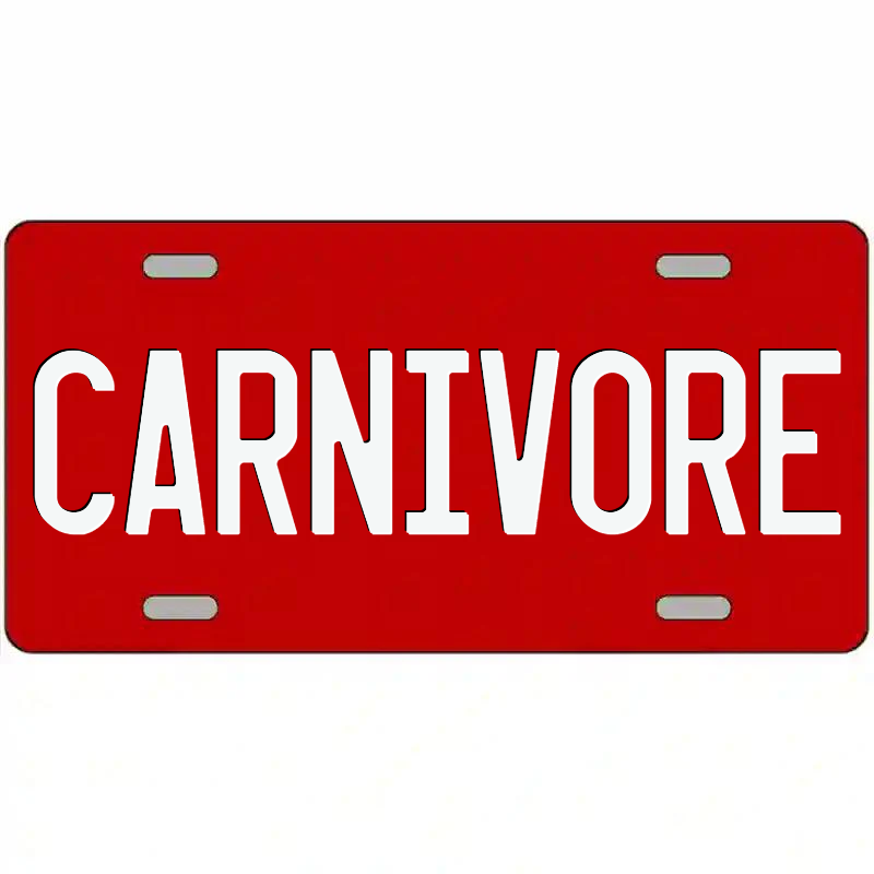 Carnivore White on Red Metal Sign