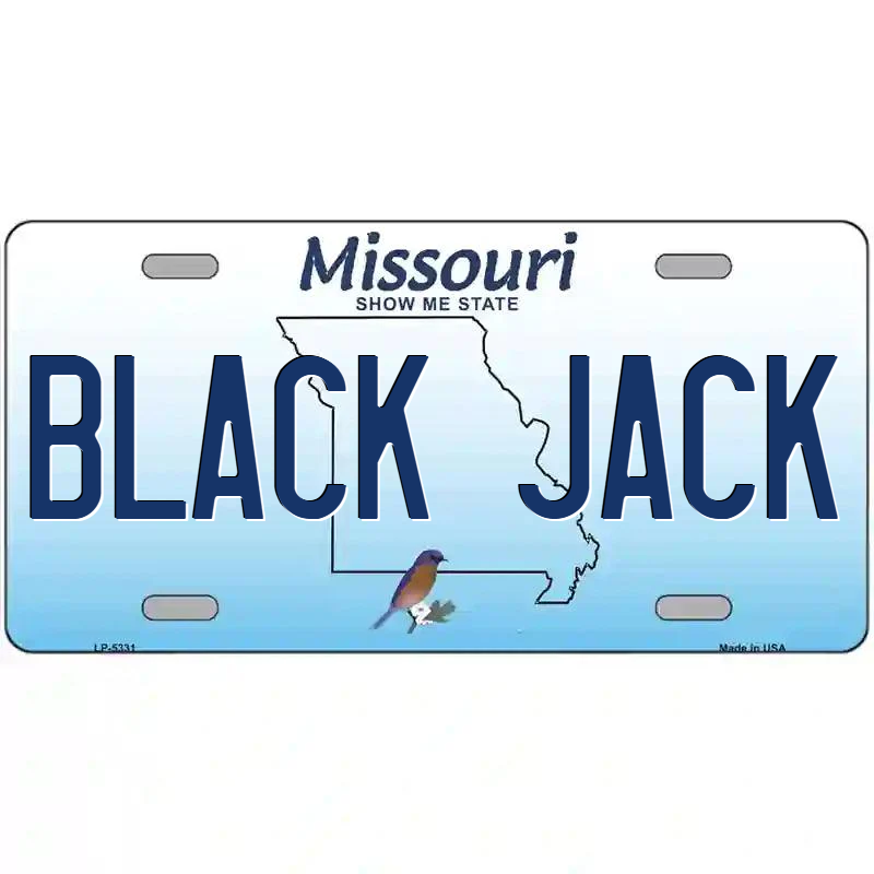 Black Jack Missouri Metal Sign