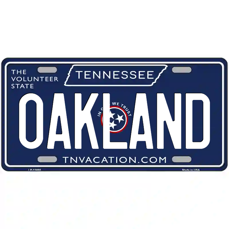 Oakland Tennessee Blue Metal Sign