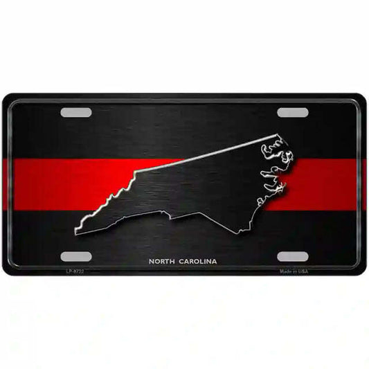 North Carolina Thin Red Line Metal Sign