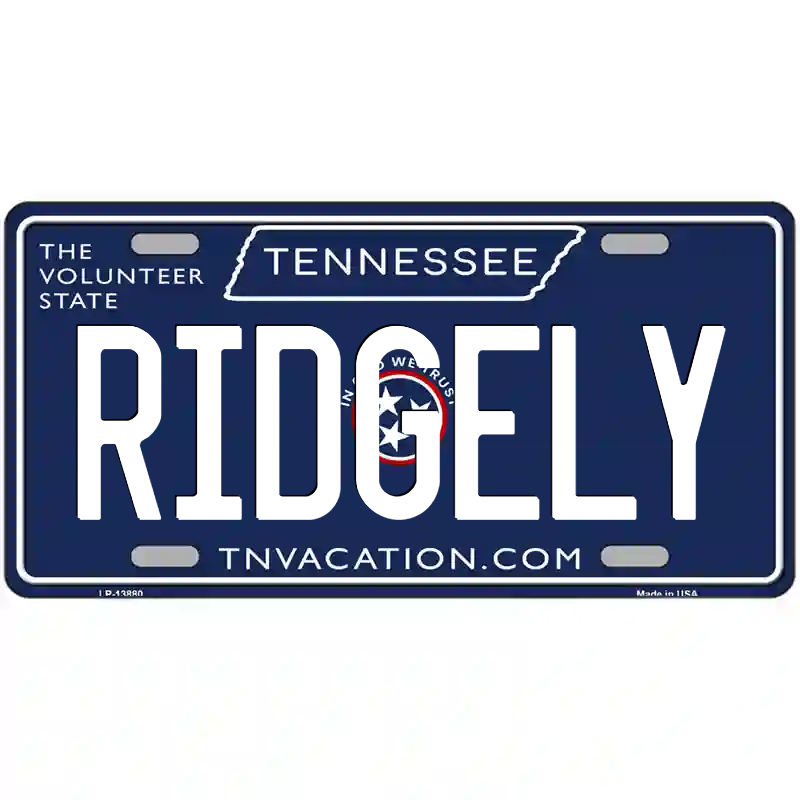Ridgely Tennessee Blue Metal Sign