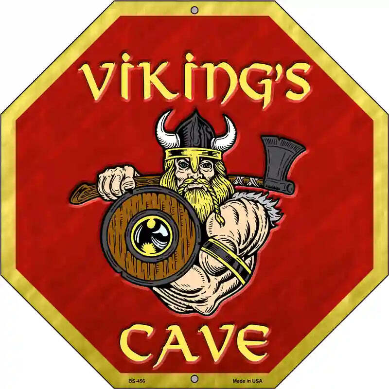 Vikings Cave 12" Octagon Metal Sign