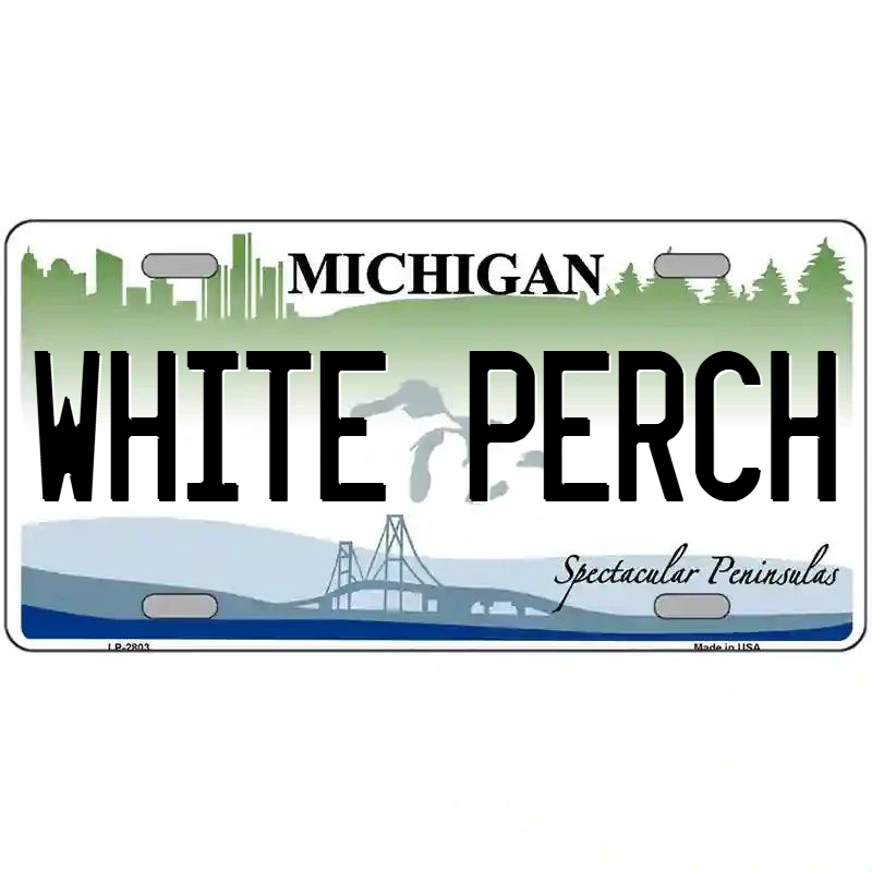 White Perch Michigan Metal Sign