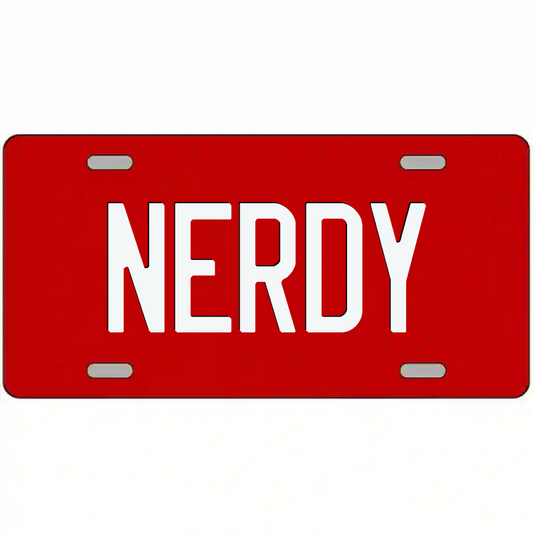 Nerdy White on Red Metal Sign