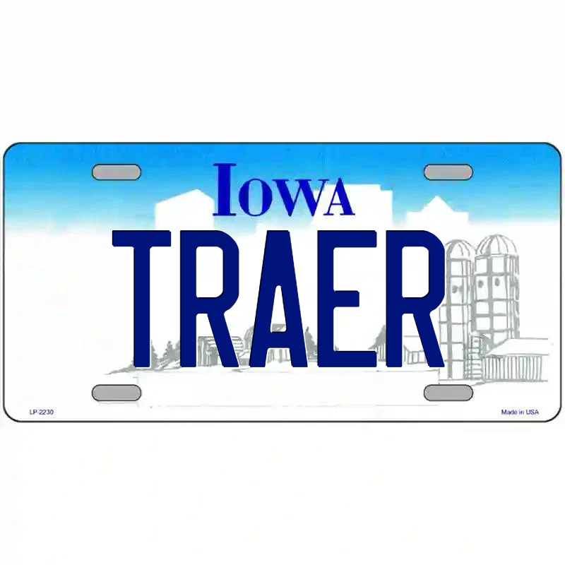 Traer Iowa Metal Sign